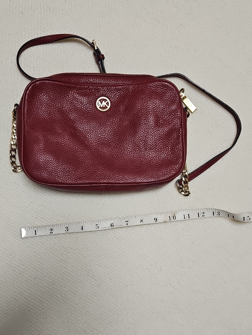 Michael Kors Red Pebbled Leather Crossbody with Gold Hardware